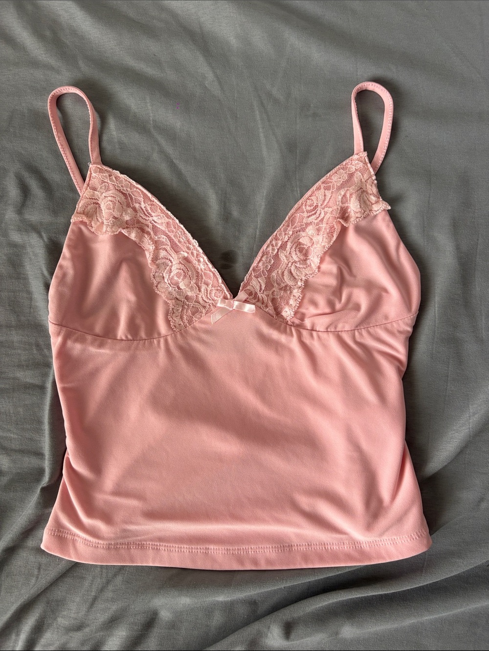 White Fox Women's Lace Trim Pink Camisole Tank Top